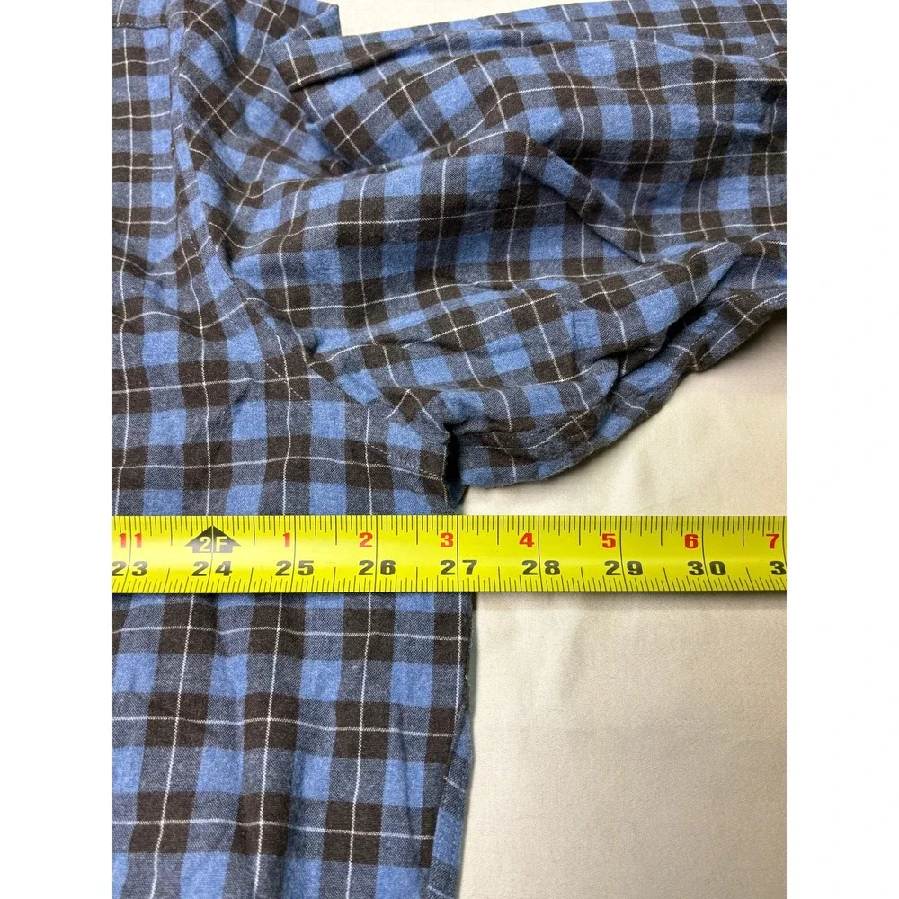 Alan Paine Mens XXL Blue Brown Plaid Long‎ Sleeve 100% Cotton Button Down Shirt